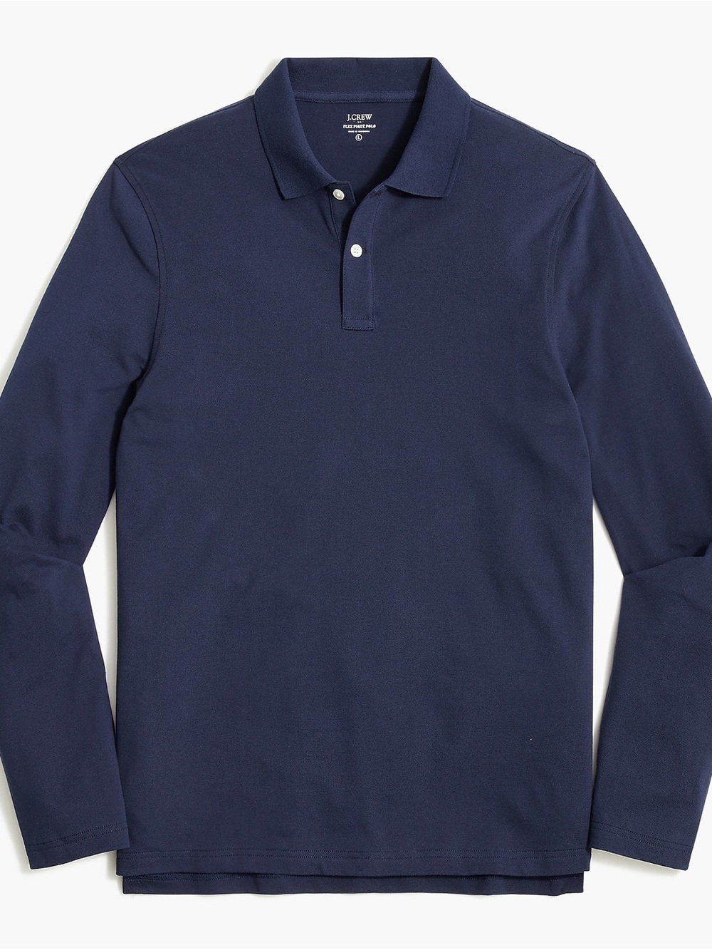J. Crew Navy Long-Sleeve Polo Shirt with Two-Button Placket BJ014